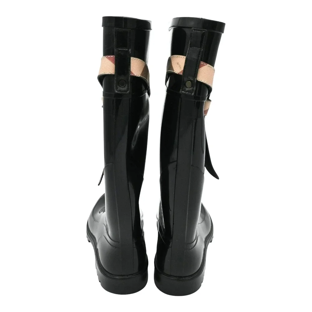 Burberry Black Rubber Rain Boots Size 38